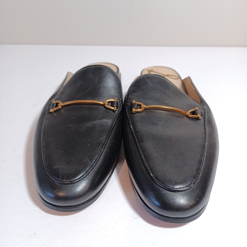 Sam Edelman Black Leather Backless Mules with Gold Horsebit - Picture 7 of 7